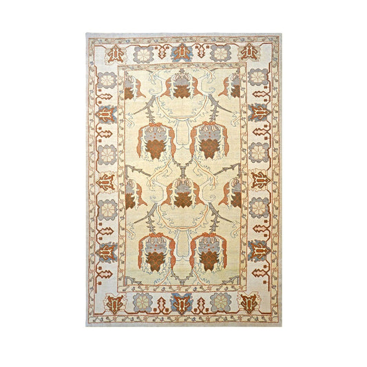 Turkish Oushak Wool 9x13 Gray, Ivory & Brown Handmade Wool Area Rug #1140109