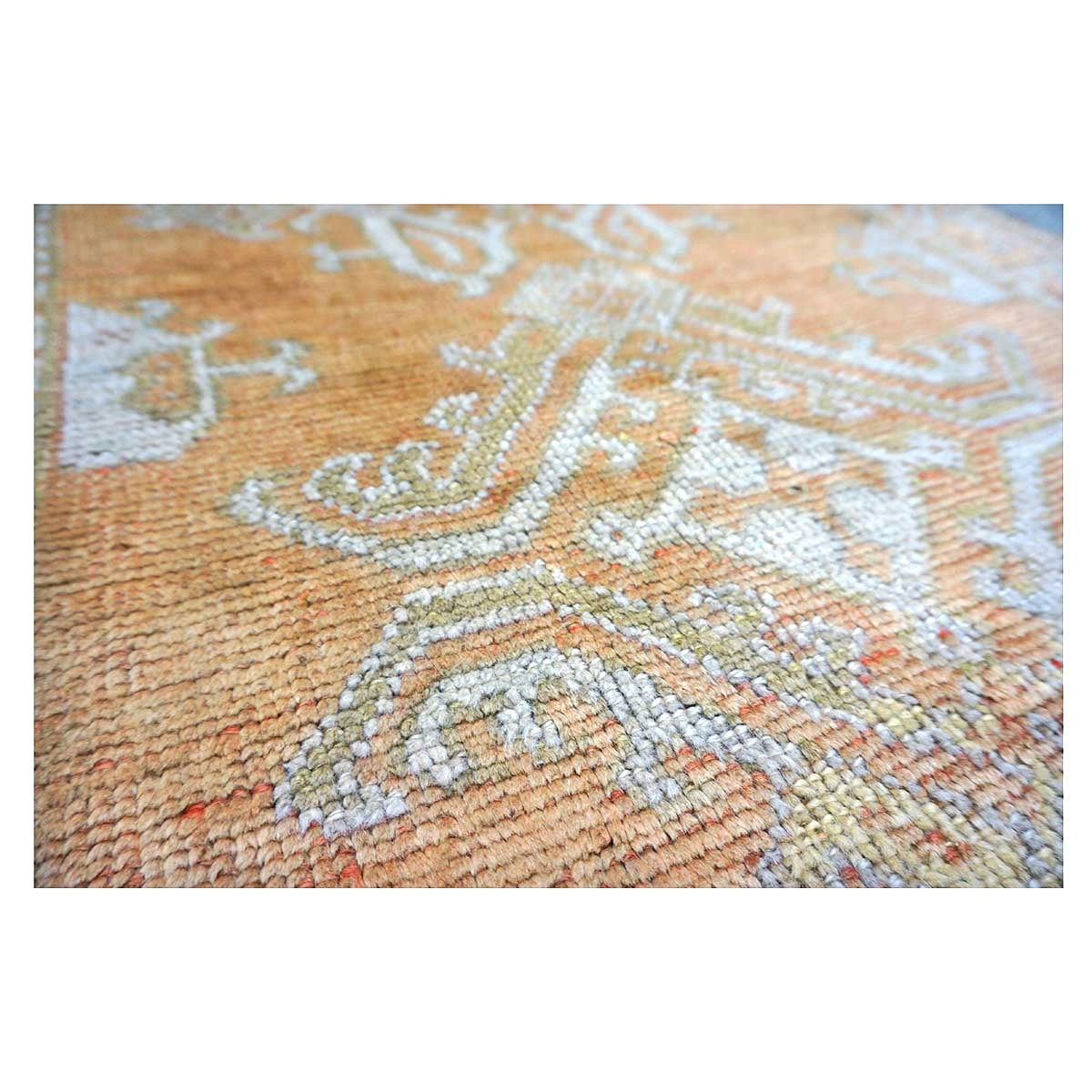 Antique Turkish Oushak 3X11 Golden Beige & Ivory Handmade Runner Rug #1140253