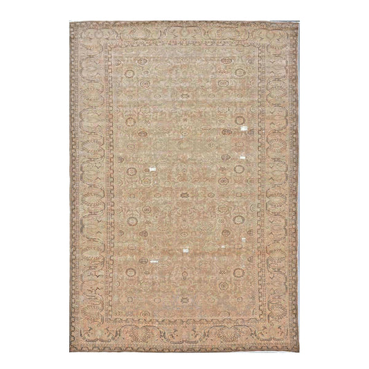 Antique Distressed Persian Malayer Wool 9x13 Beige, Taupe & Black Handmade Area Rug #1140267