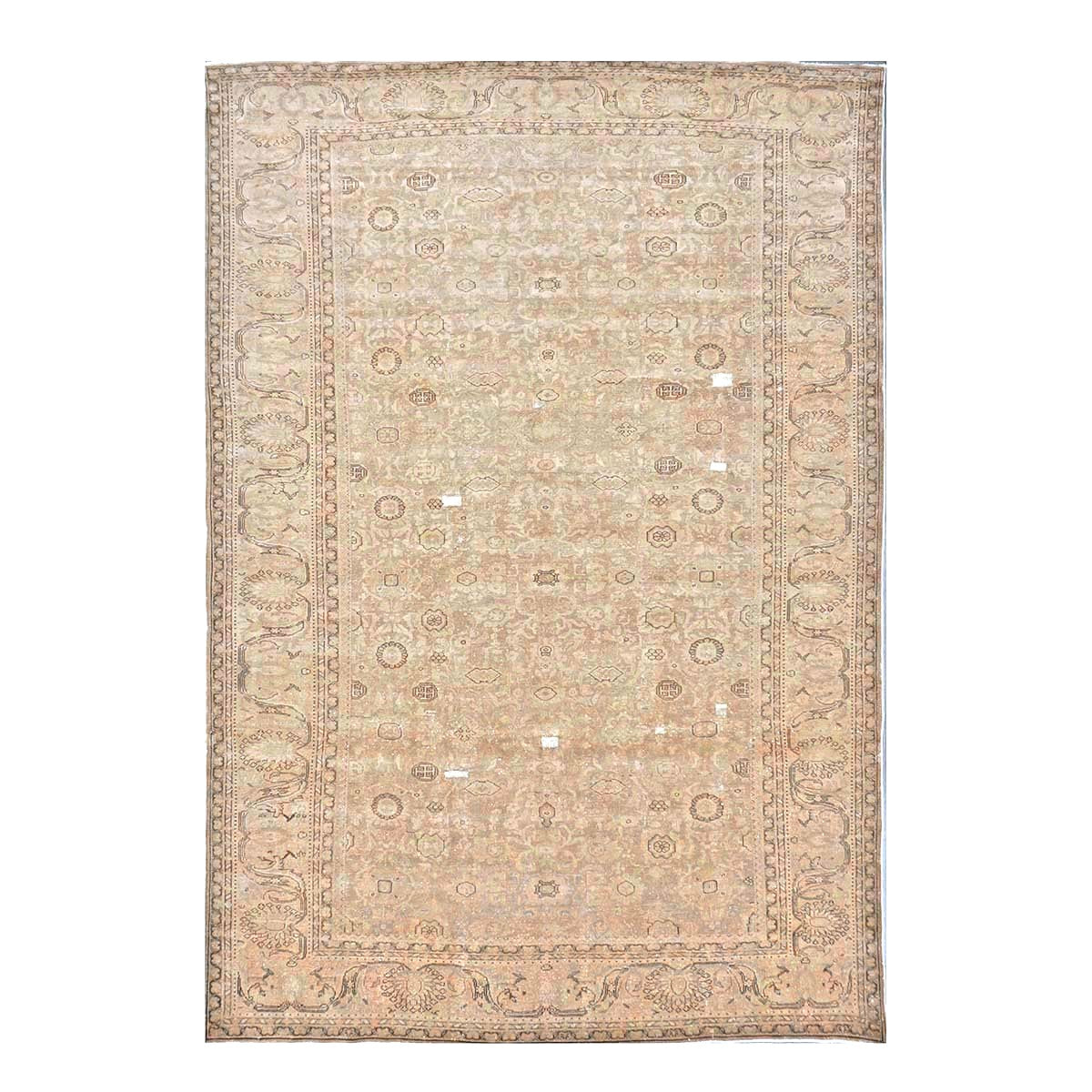 Antique Distressed Persian Malayer Wool 9x13 Beige, Taupe & Black Handmade Area Rug #1140267