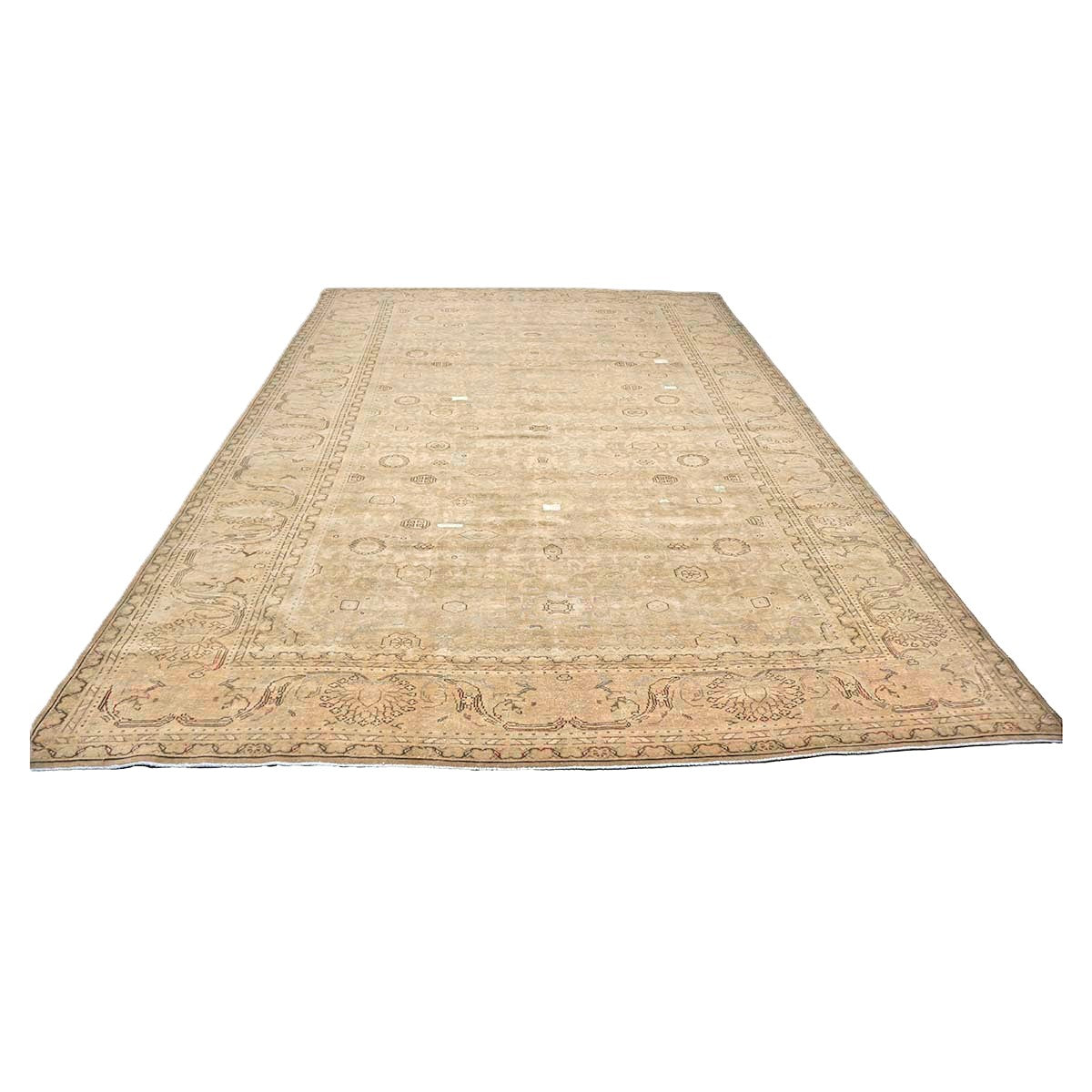Antique Distressed Persian Malayer Wool 9x13 Beige, Taupe & Black Handmade Area Rug #1140267