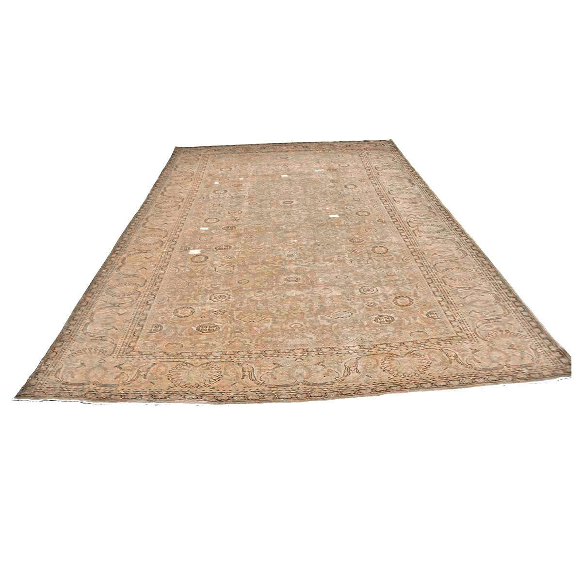 Antique Distressed Persian Malayer Wool 9x13 Beige, Taupe & Black Handmade Area Rug #1140267