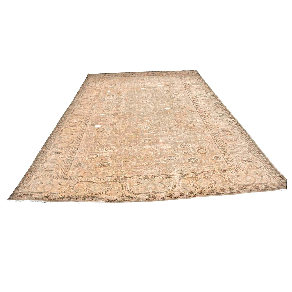 Antique Distressed Persian Malayer Wool 9x13 Beige, Taupe & Black Handmade Area Rug #1140267