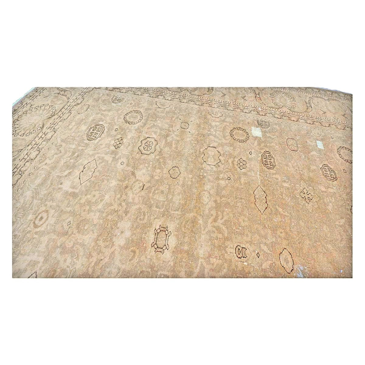 Antique Distressed Persian Malayer Wool 9x13 Beige, Taupe & Black Handmade Area Rug #1140267