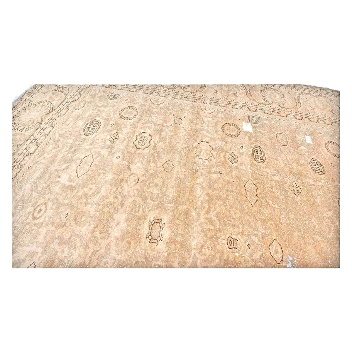Antique Distressed Persian Malayer Wool 9x13 Beige, Taupe & Black Handmade Area Rug #1140267