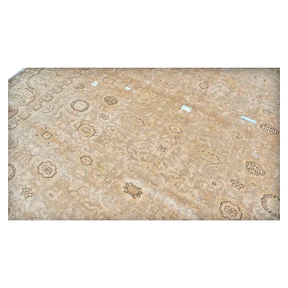 Antique Distressed Persian Malayer Wool 9x13 Beige, Taupe & Black Handmade Area Rug #1140267