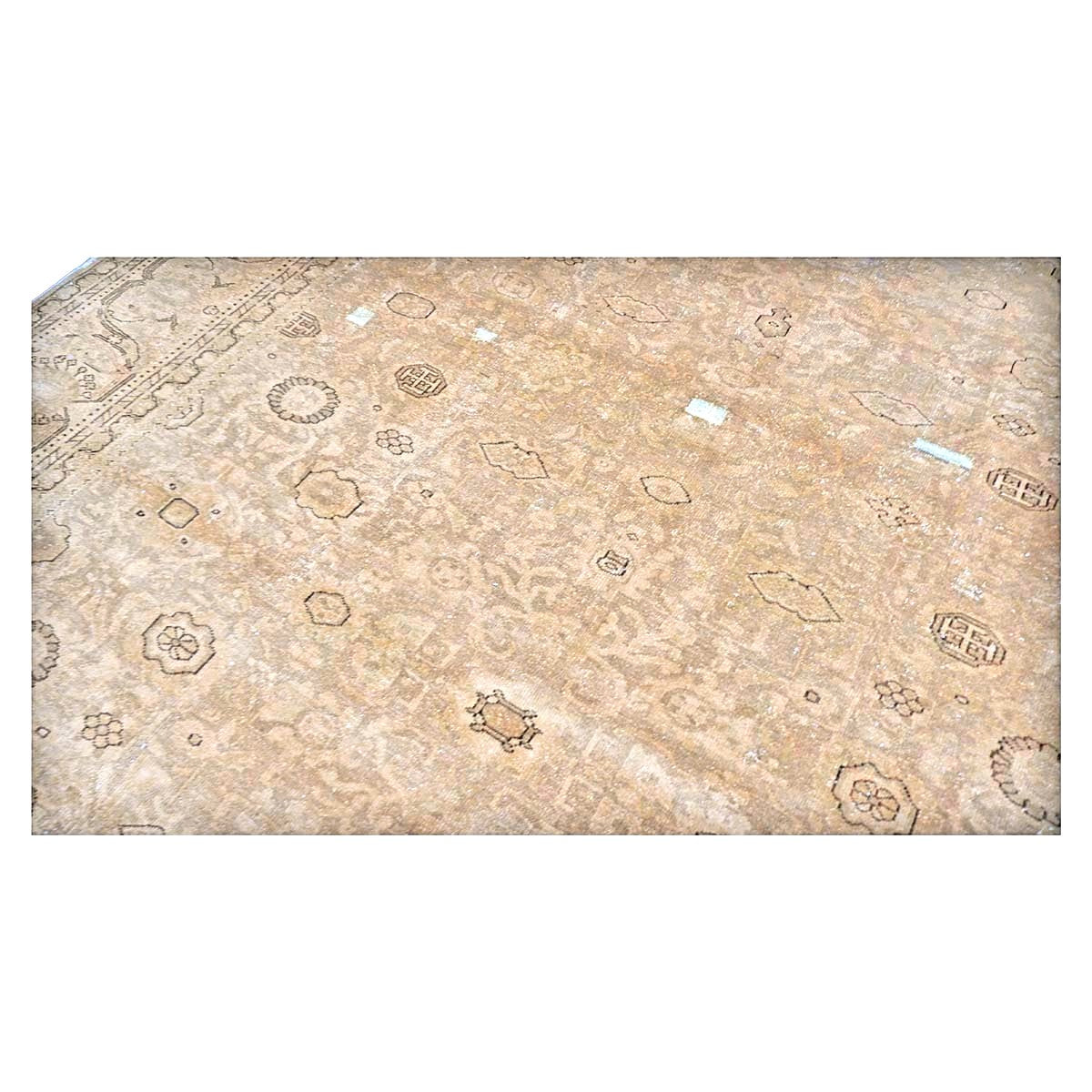 Antique Distressed Persian Malayer Wool 9x13 Beige, Taupe & Black Handmade Area Rug #1140267