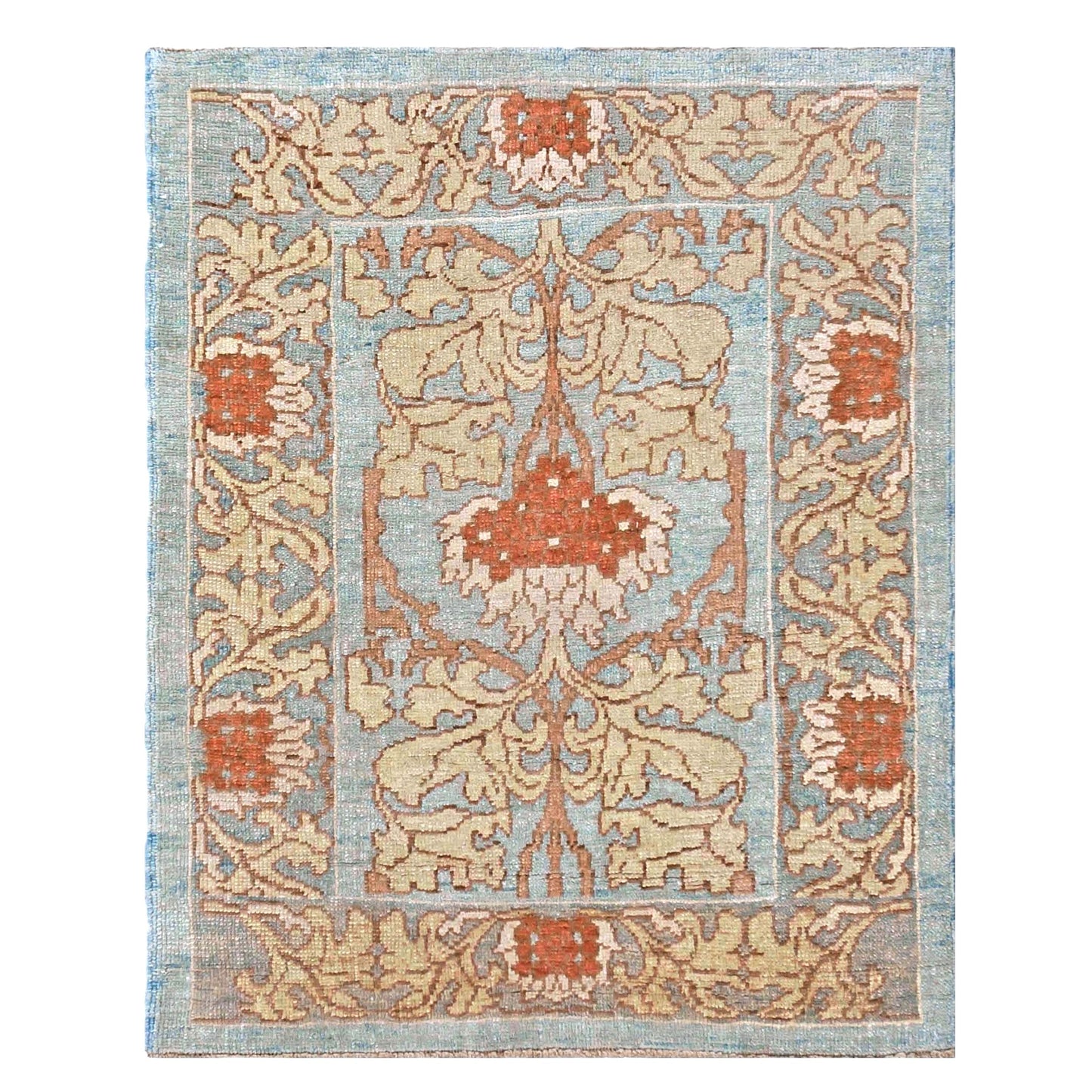 Turkish Donegal Wool 4x6 Light Blue, Beige & Rust Handmade Area Rug #1140366