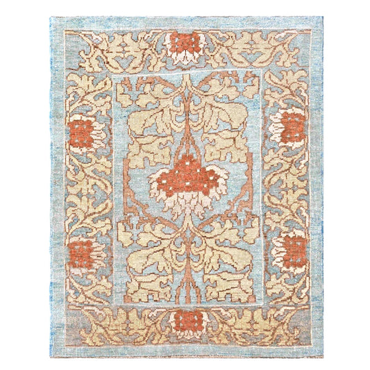 Turkish Donegal Wool 4x6 Light Blue, Beige & Rust Handmade Area Rug #1140366