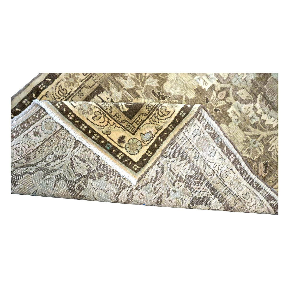 Antique Persian Malayer Wool 3x11 Camel & Brown Handmade Runner Rug #1140375