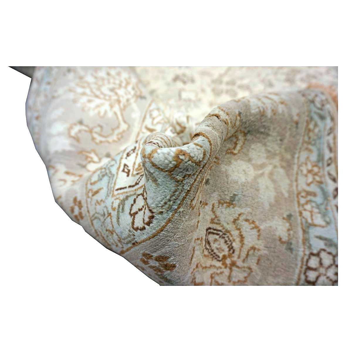 Antique Persian Tabriz Wool 6x10 Ivory, Grey & Light Blue Handmade Area Rug #1140393