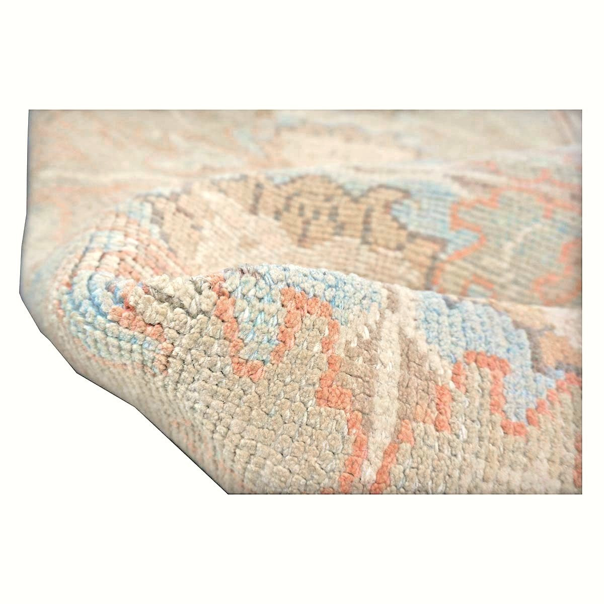 21st Century Turkish Donegal Wool & Hemp 3x10 Taupe, Tan, Blue & Ivory Handmade Runner Rug #1140528