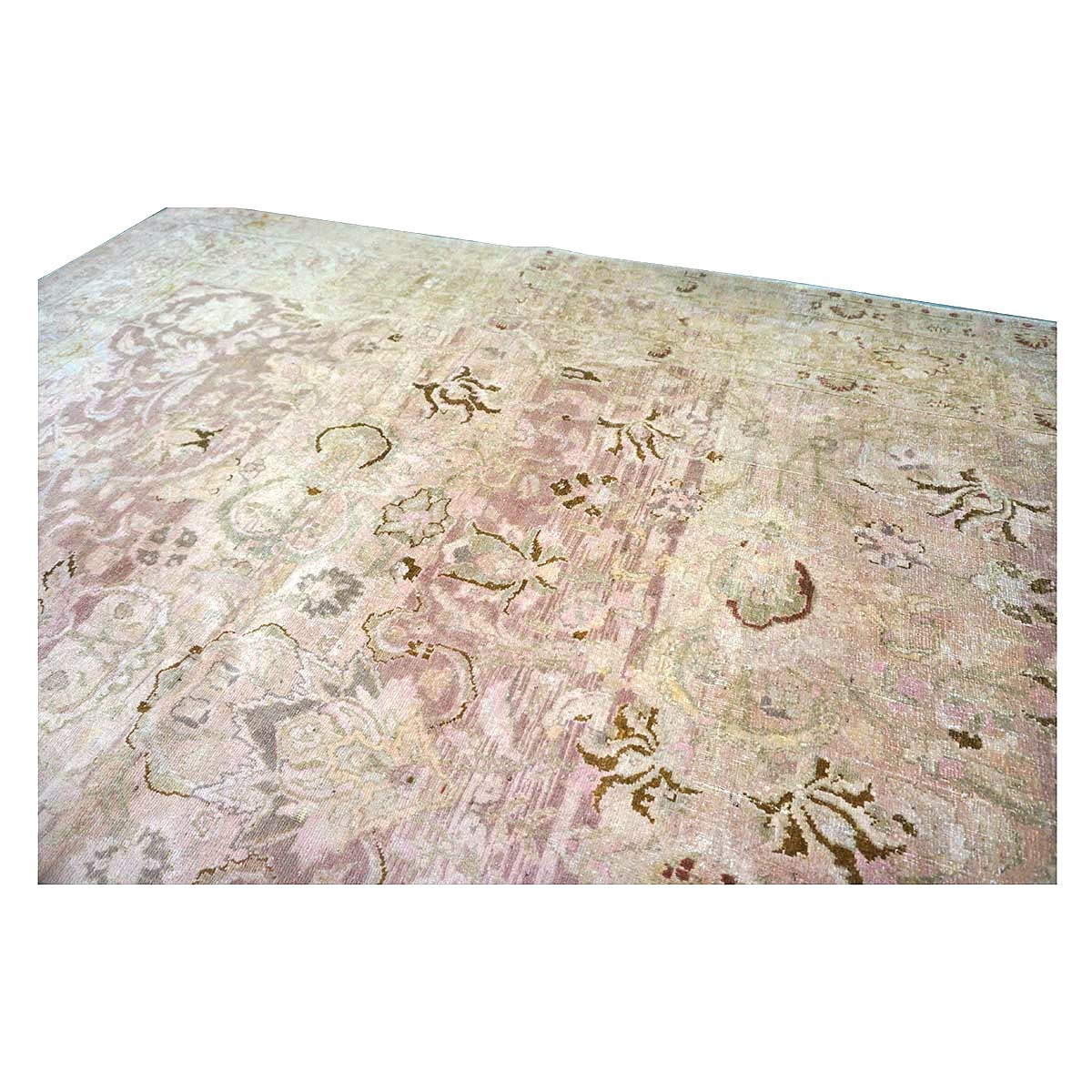Antique Persian Tabriz Wool 7x10 Tan, Pink & Brown Handmade Area Rug #1140548