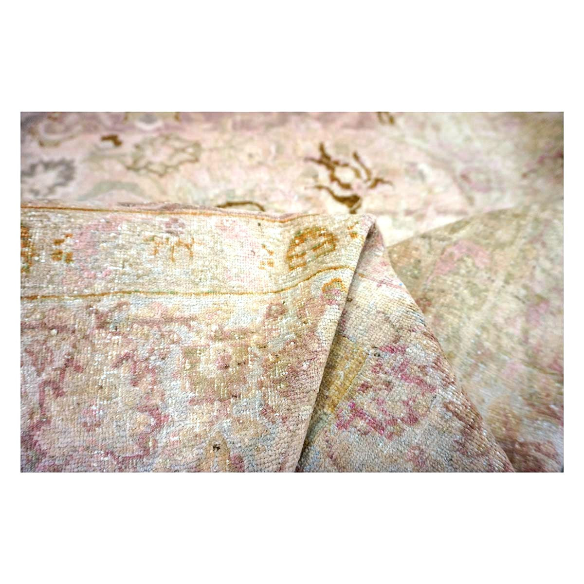 Antique Persian Tabriz Wool 7x10 Tan, Pink & Brown Handmade Area Rug #1140548
