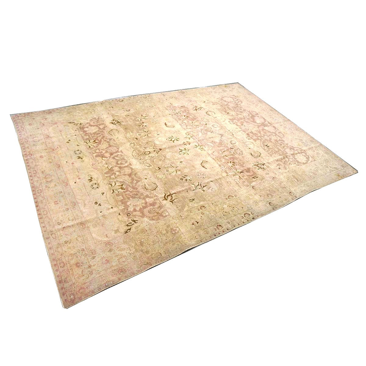 Antique Persian Tabriz Wool 7x10 Tan, Pink & Brown Handmade Area Rug #1140548