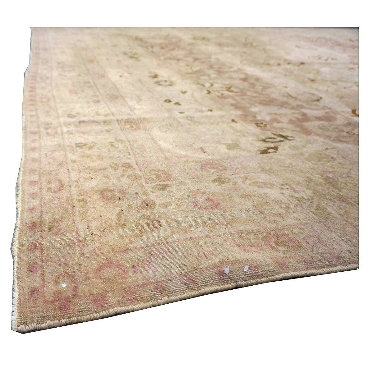 Antique Persian Tabriz Wool 7x10 Tan, Pink & Brown Handmade Area Rug #1140548