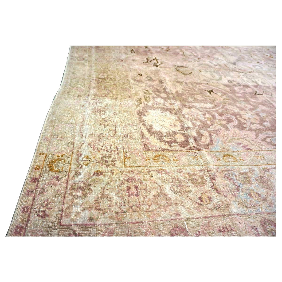 Antique Persian Tabriz Wool 7x10 Tan, Pink & Brown Handmade Area Rug #1140548