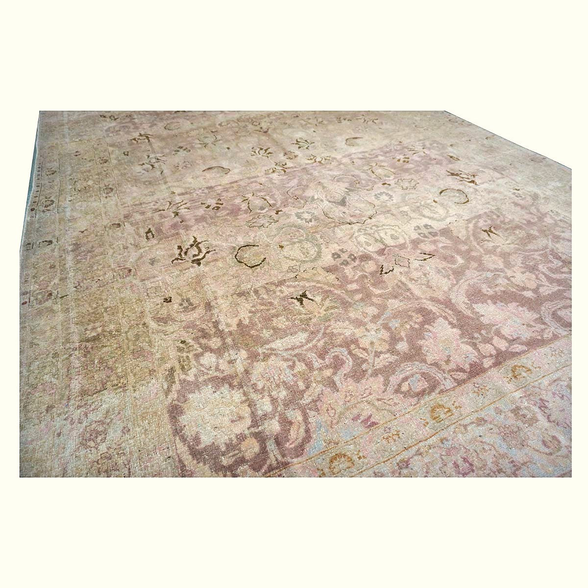 Antique Persian Tabriz Wool 7x10 Tan, Pink & Brown Handmade Area Rug #1140548