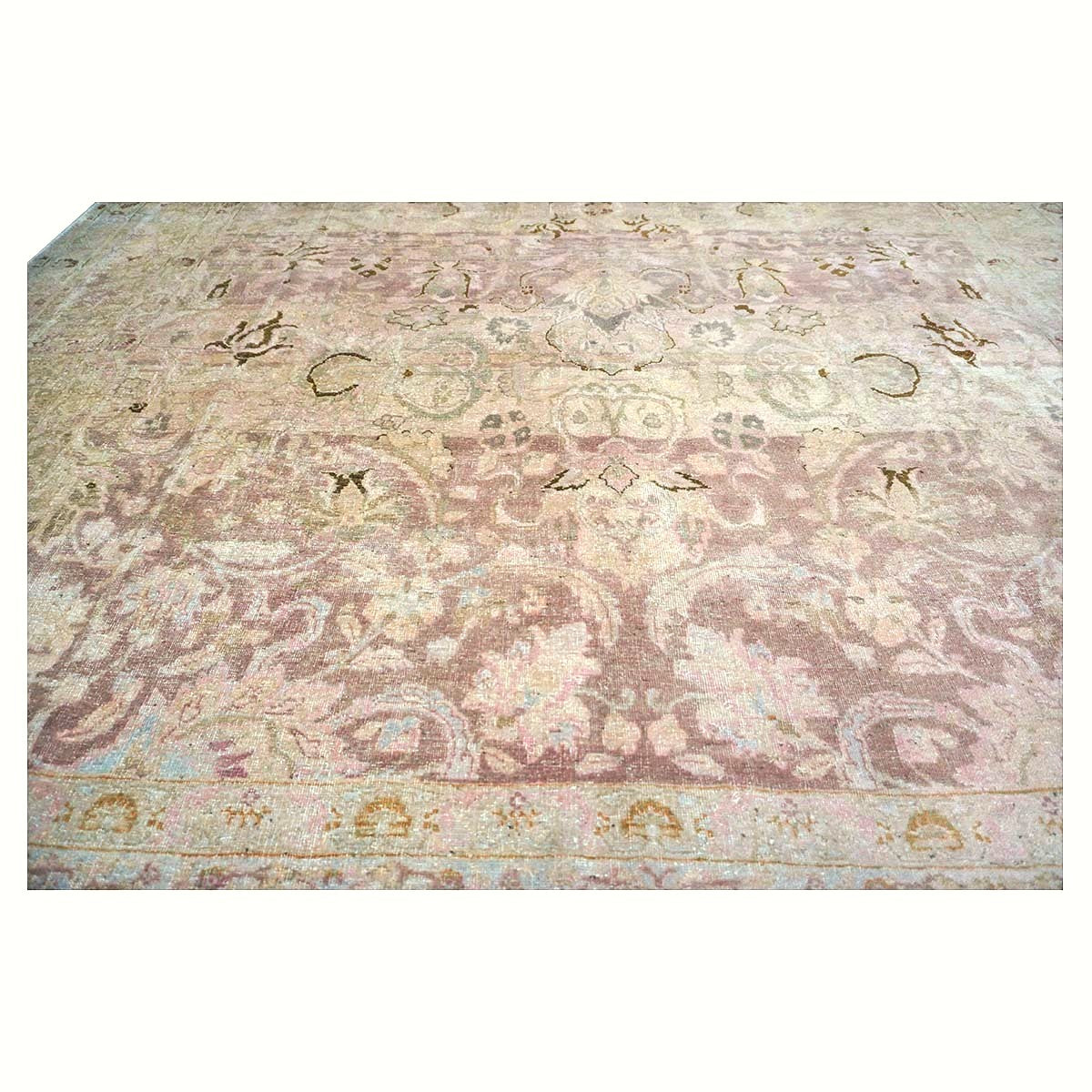 Antique Persian Tabriz Wool 7x10 Tan, Pink & Brown Handmade Area Rug #1140548