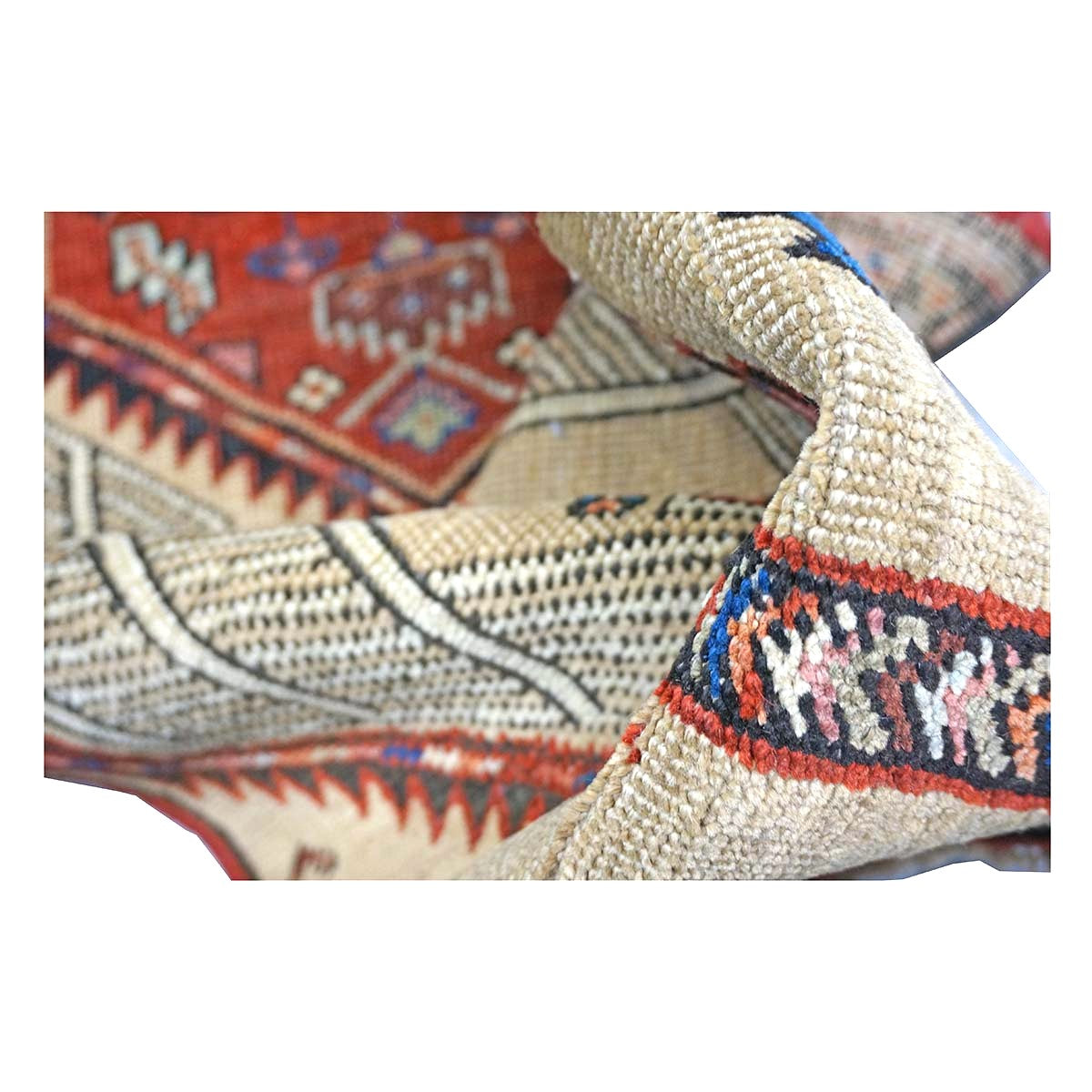Antique Persian Sarab Wool 2x14 Camel, Red & Blue Handmade Runner Rug #1140553