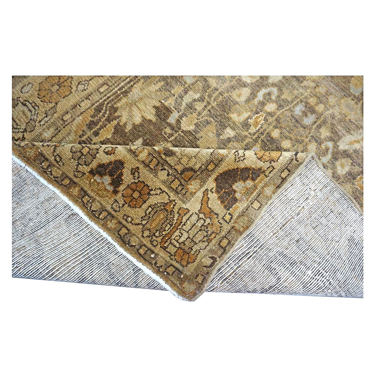Antique Persian Malayer Wool 3x13 Brown & Ivory Handmade Runner Rug #1140569