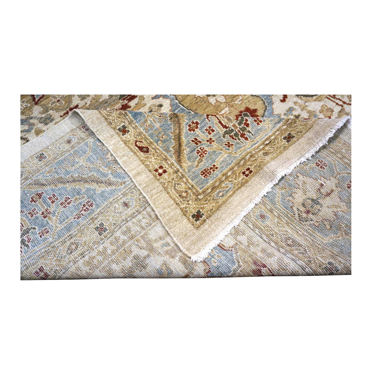 Persian Sultanabad Wool 8x11 Ivory, Blue, Red & Tan Handmade Area Rug #1140622