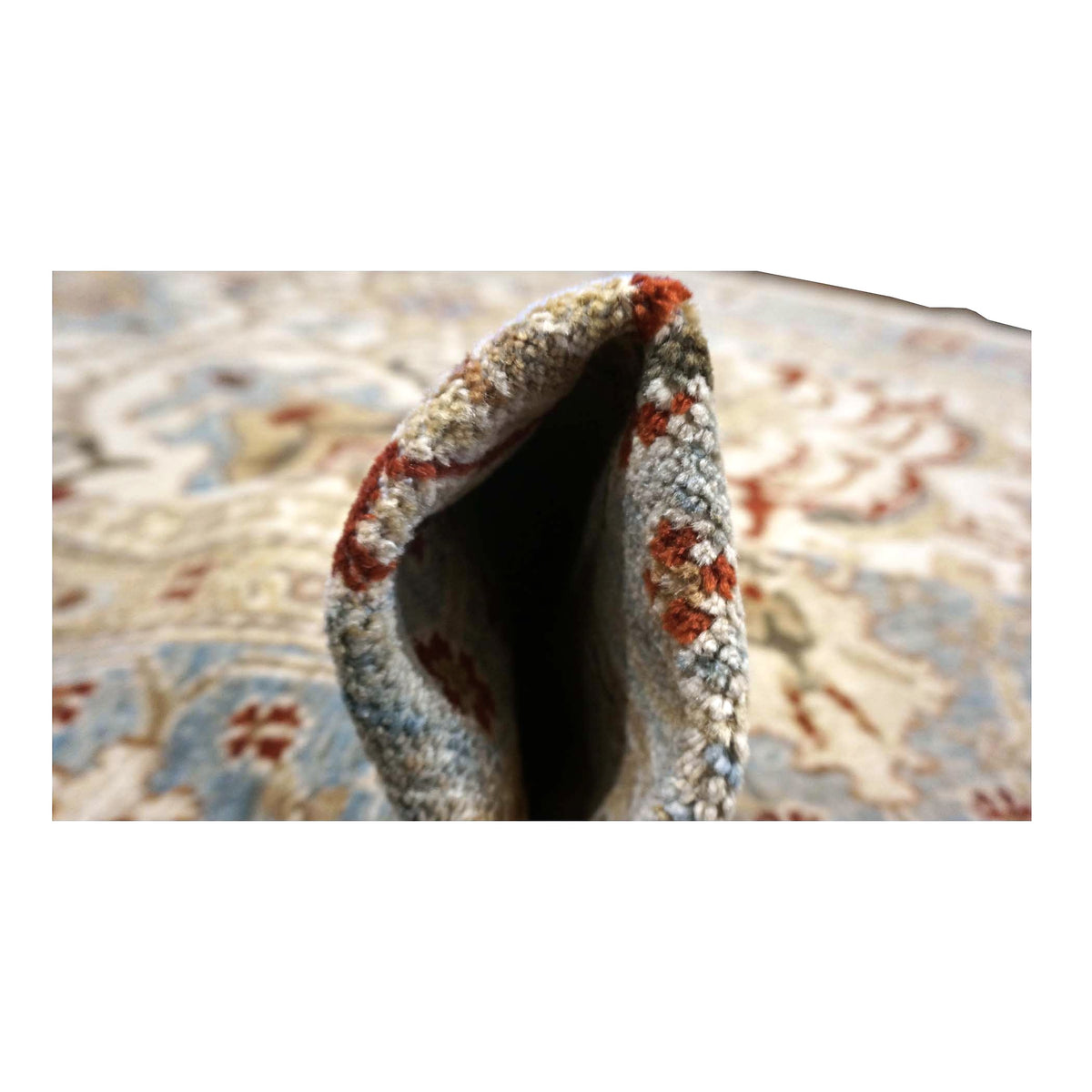 Persian Sultanabad Wool 8x11 Ivory, Blue, Red & Tan Handmade Area Rug #1140622