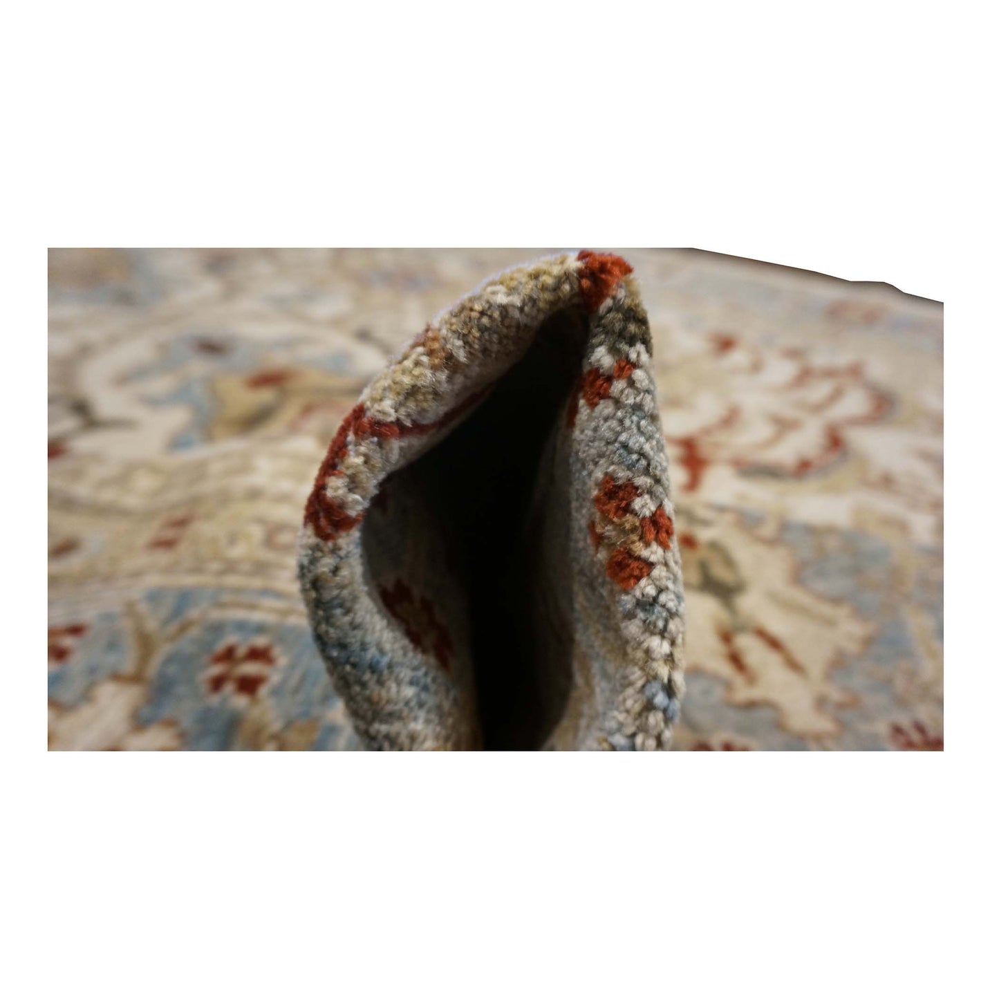Persian Sultanabad Wool 8x11 Ivory, Blue, Red & Tan Handmade Area Rug #1140622