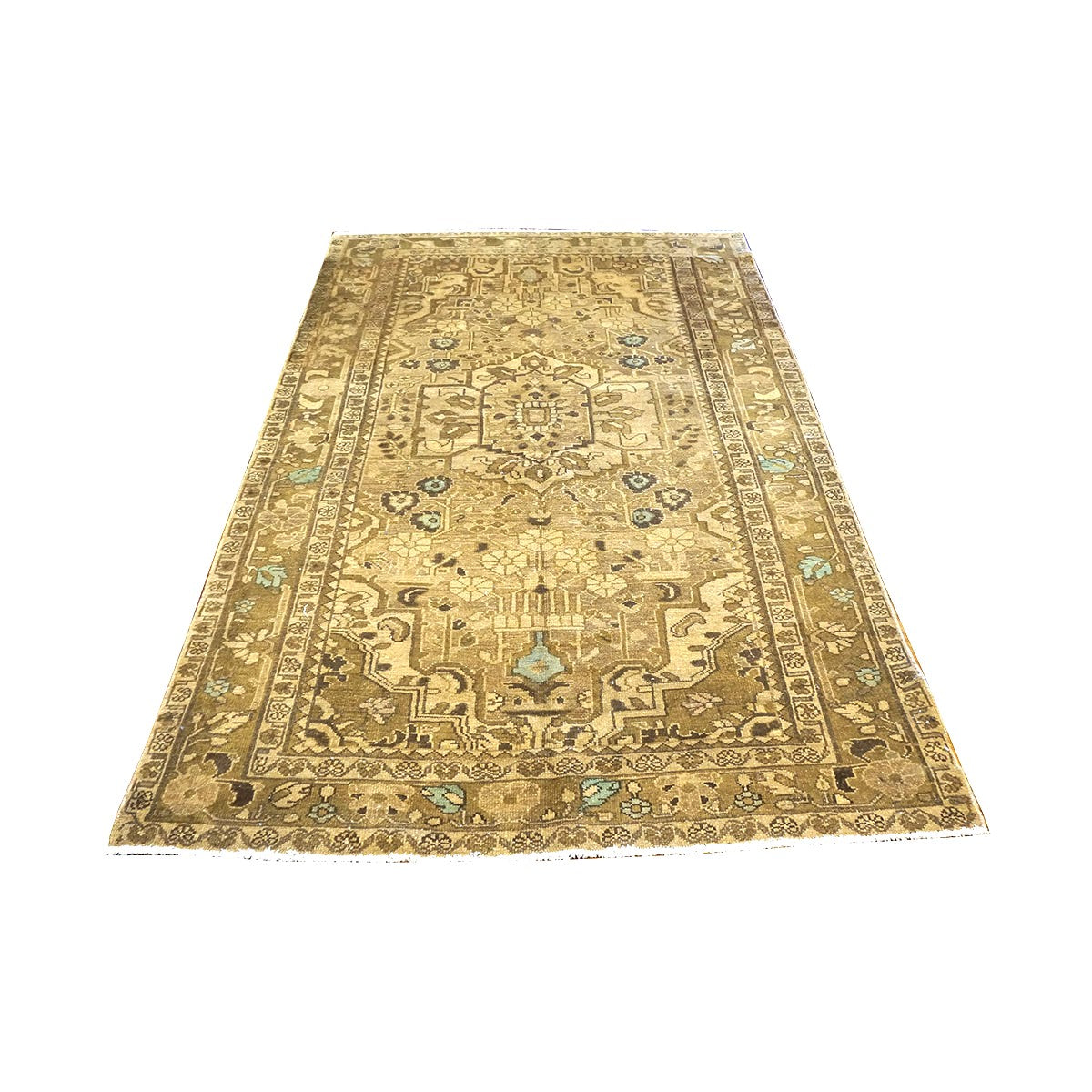 Antique Persian Malayer Wool 5X7 Tan, Brown & Blue Handmade Area Rug #1140660