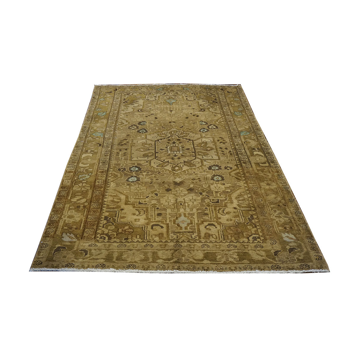 Antique Persian Malayer Wool 5X7 Tan, Brown & Blue Handmade Area Rug #1140660