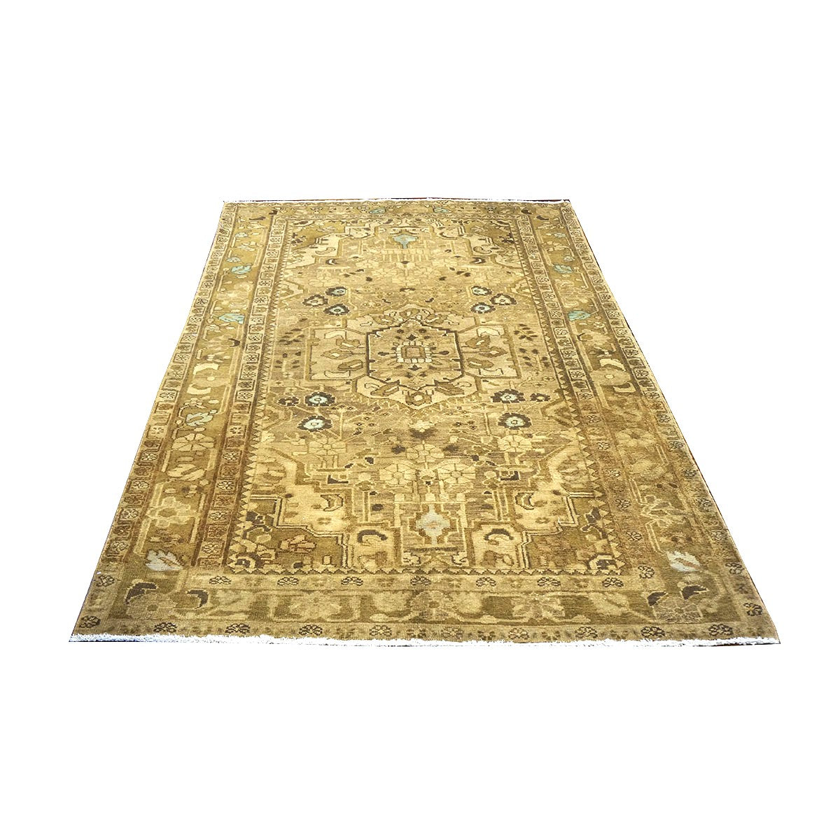 Antique Persian Malayer Wool 5X7 Tan, Brown & Blue Handmade Area Rug #1140660