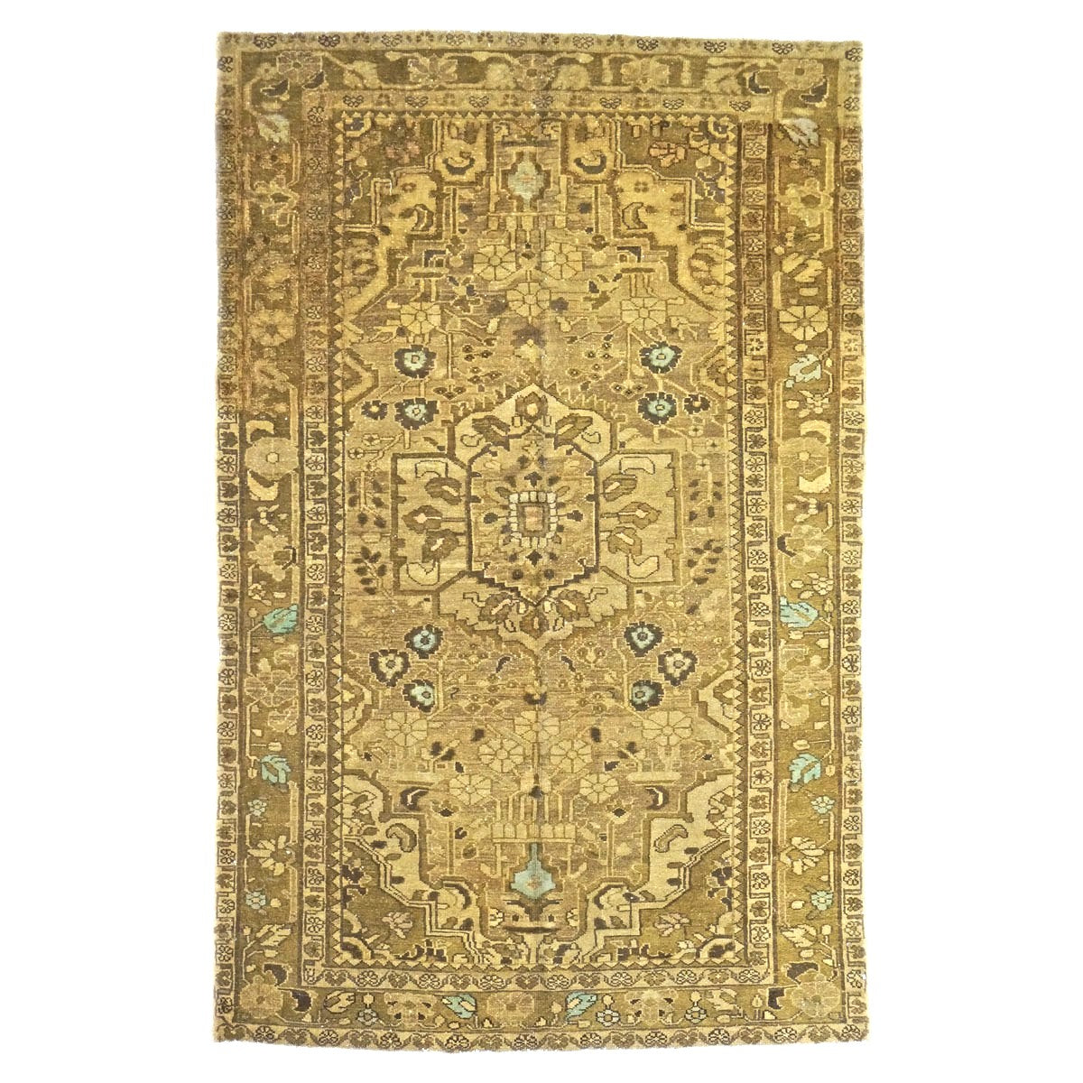 Antique Persian Malayer Wool 5X7 Tan, Brown & Blue Handmade Area Rug #1140660