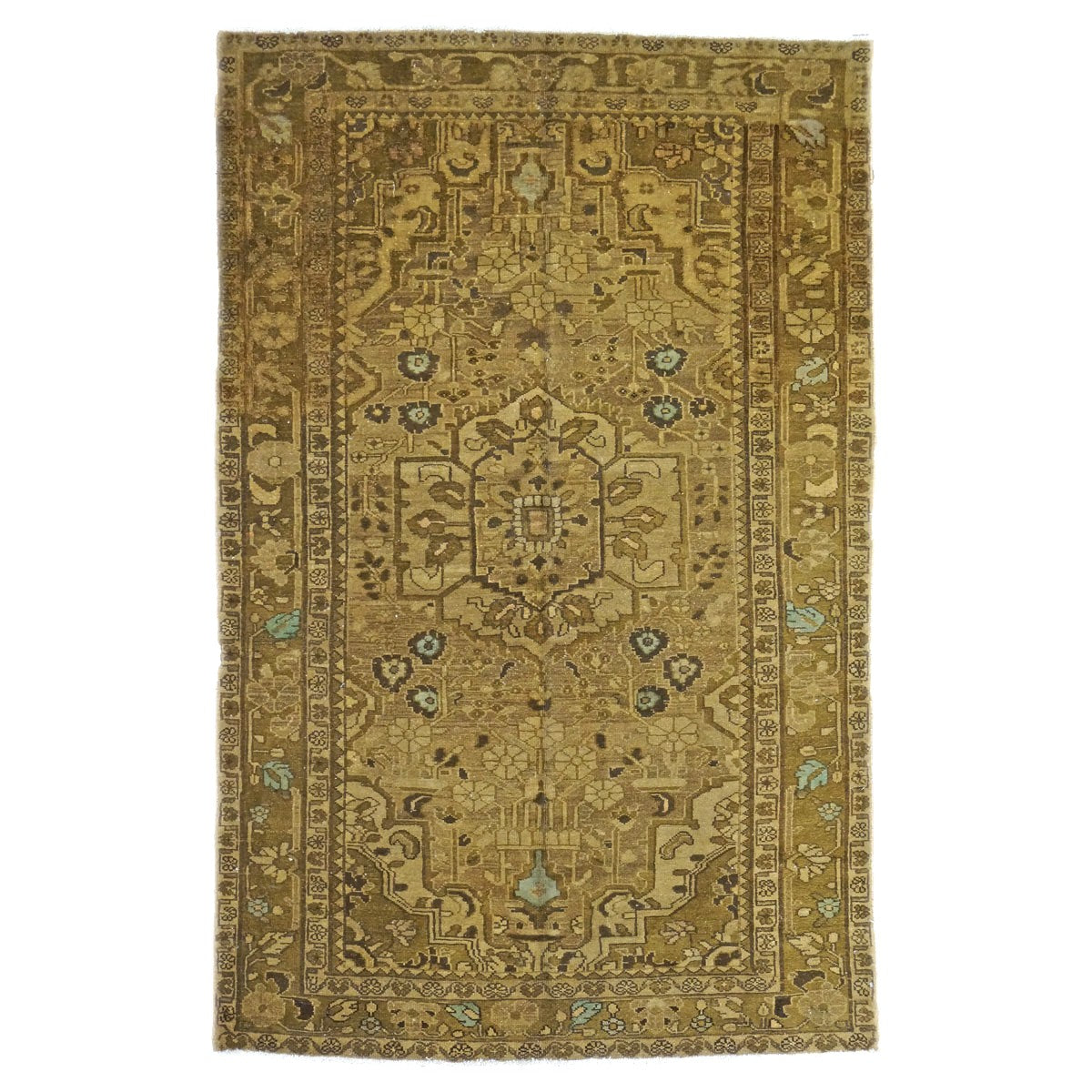 Antique Persian Malayer Wool 5X7 Tan, Brown & Blue Handmade Area Rug #1140660