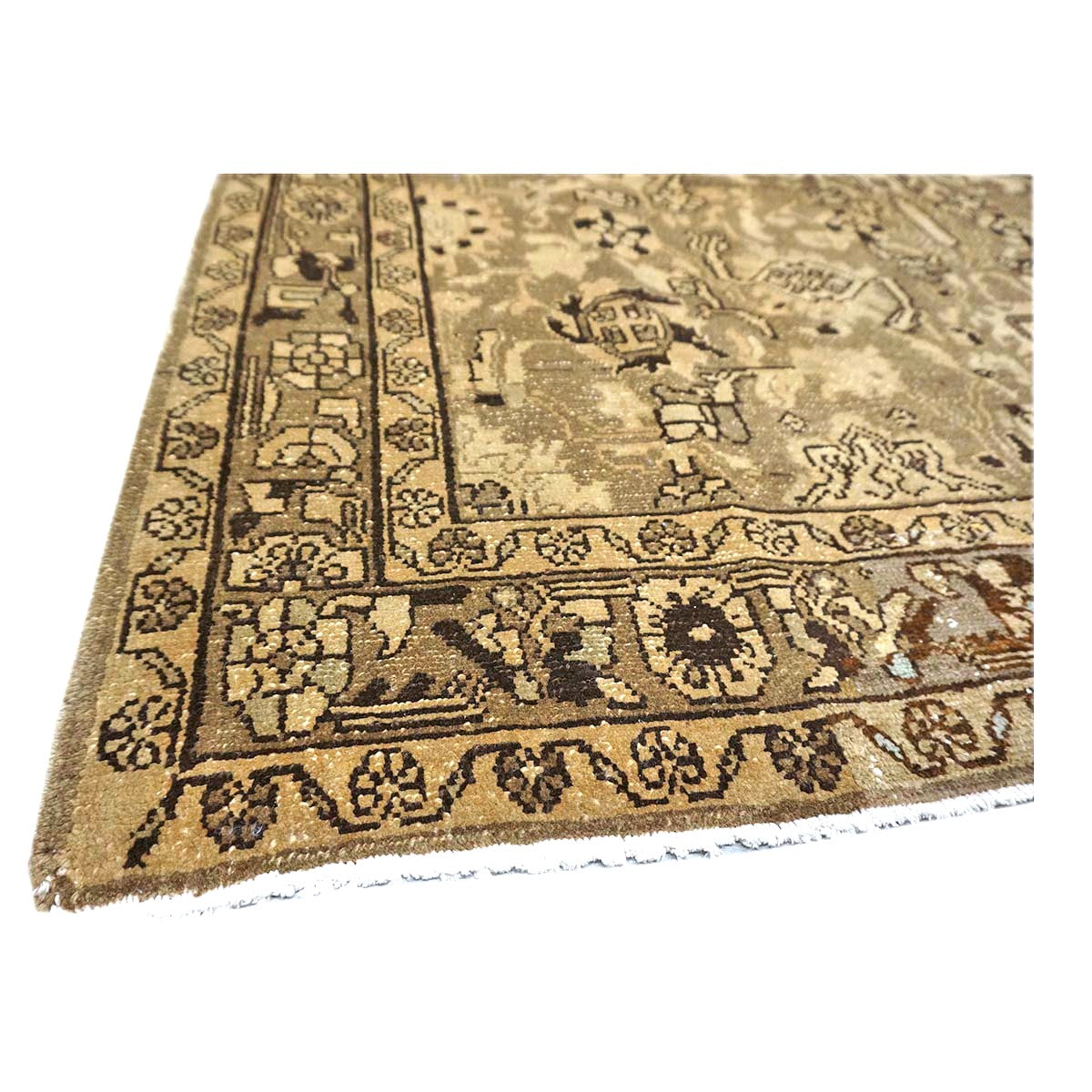 Antique Persian Malayer Wool 5x10 Ivory, Taupe & Black Handmade Gallery Rug #1140703