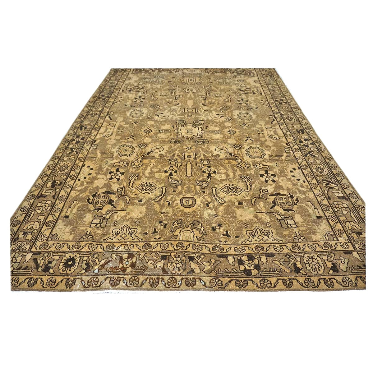 Antique Persian Malayer Wool 5x10 Ivory, Taupe & Black Handmade Gallery Rug #1140703
