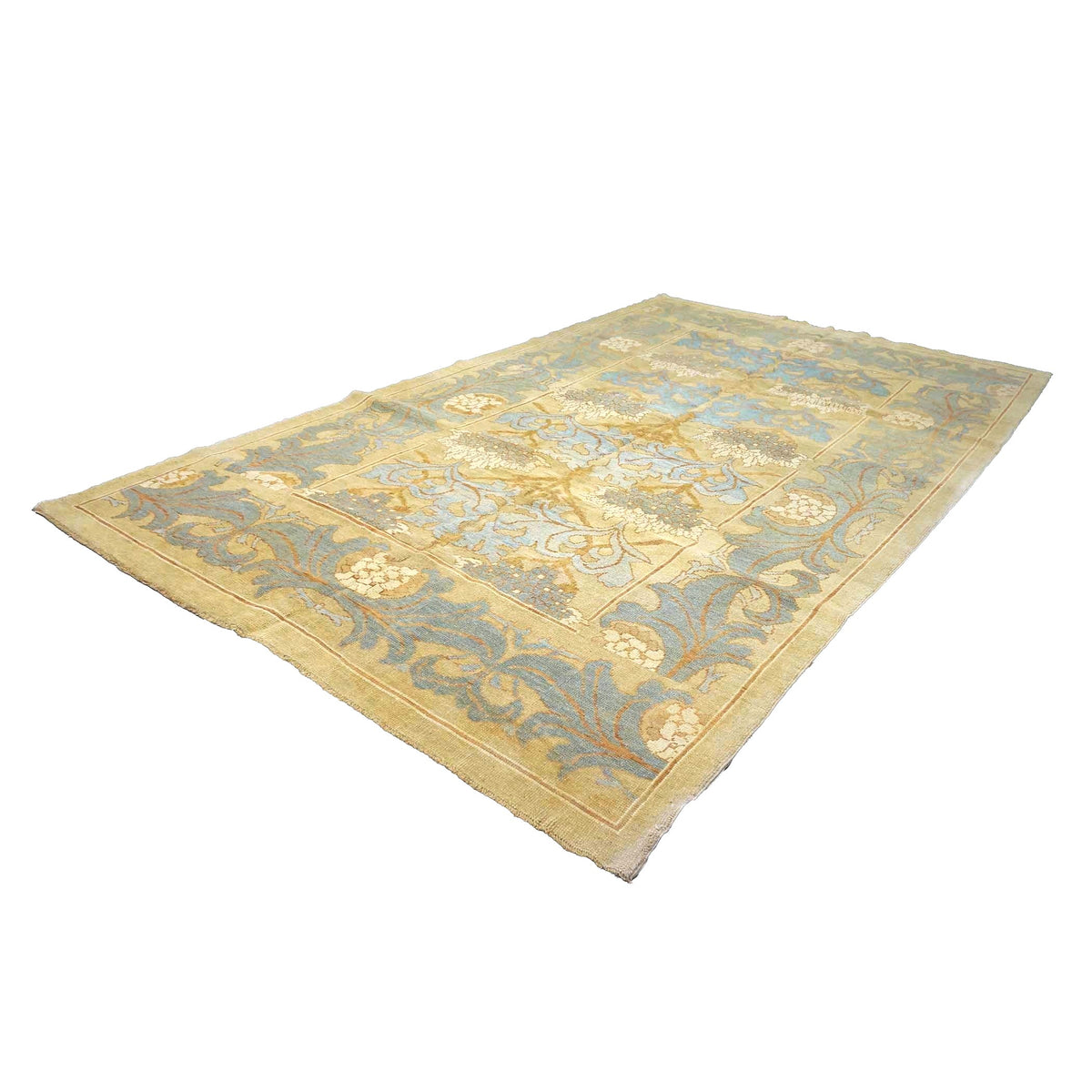 Turkish Donegal Wool & Hemp 8x14 Tan, Slate & Blue Handmade Area Rug #1140761