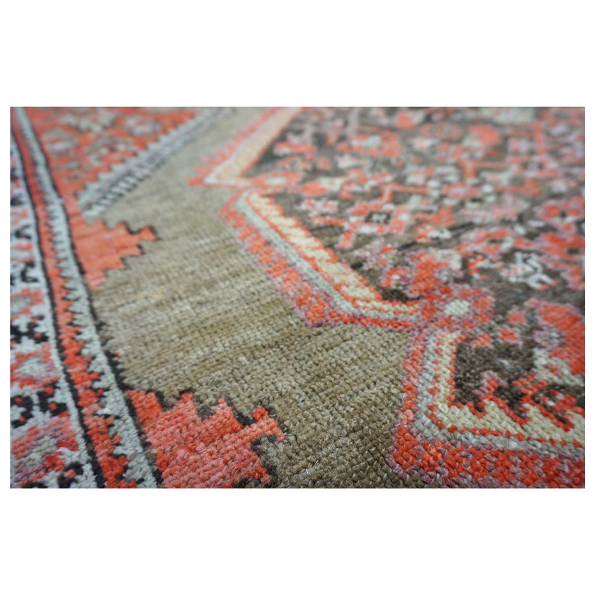 Antique Persian Malayer Wool 6x8 Rust, Ivory & Olive Green Handmade Area Rug #1140781