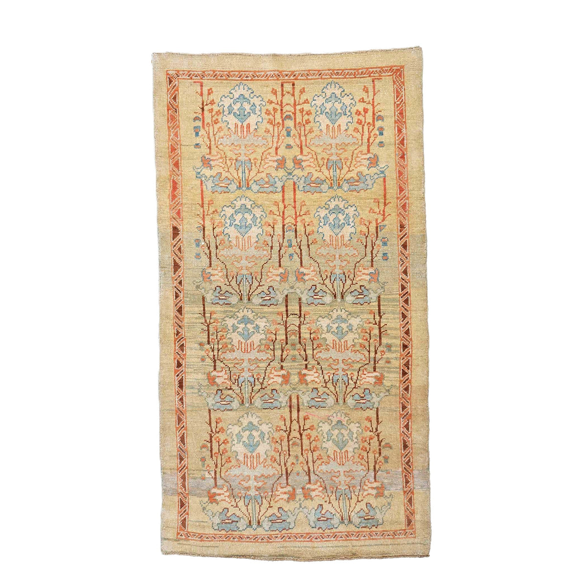 21st Century Turkish Donegal Wool 5x9 Tan and Rust Handmade Area Rug #1140876