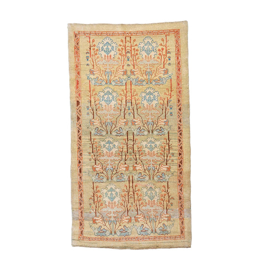 21st Century Turkish Donegal Wool 5x9 Tan and Rust Handmade Area Rug #1140876