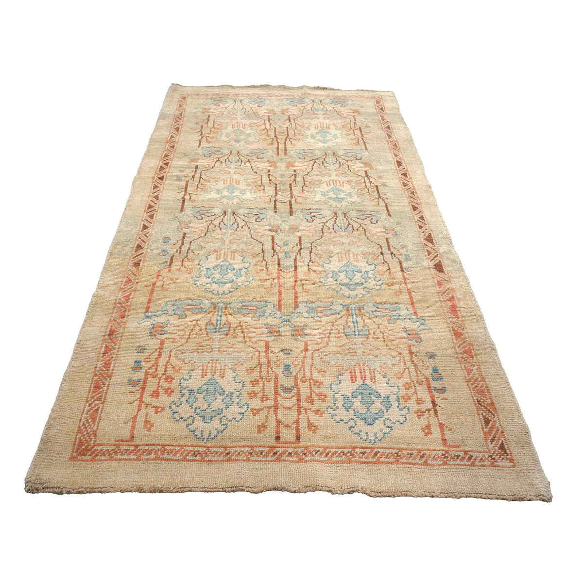 21st Century Turkish Donegal Wool 5x9 Tan and Rust Handmade Area Rug #1140876