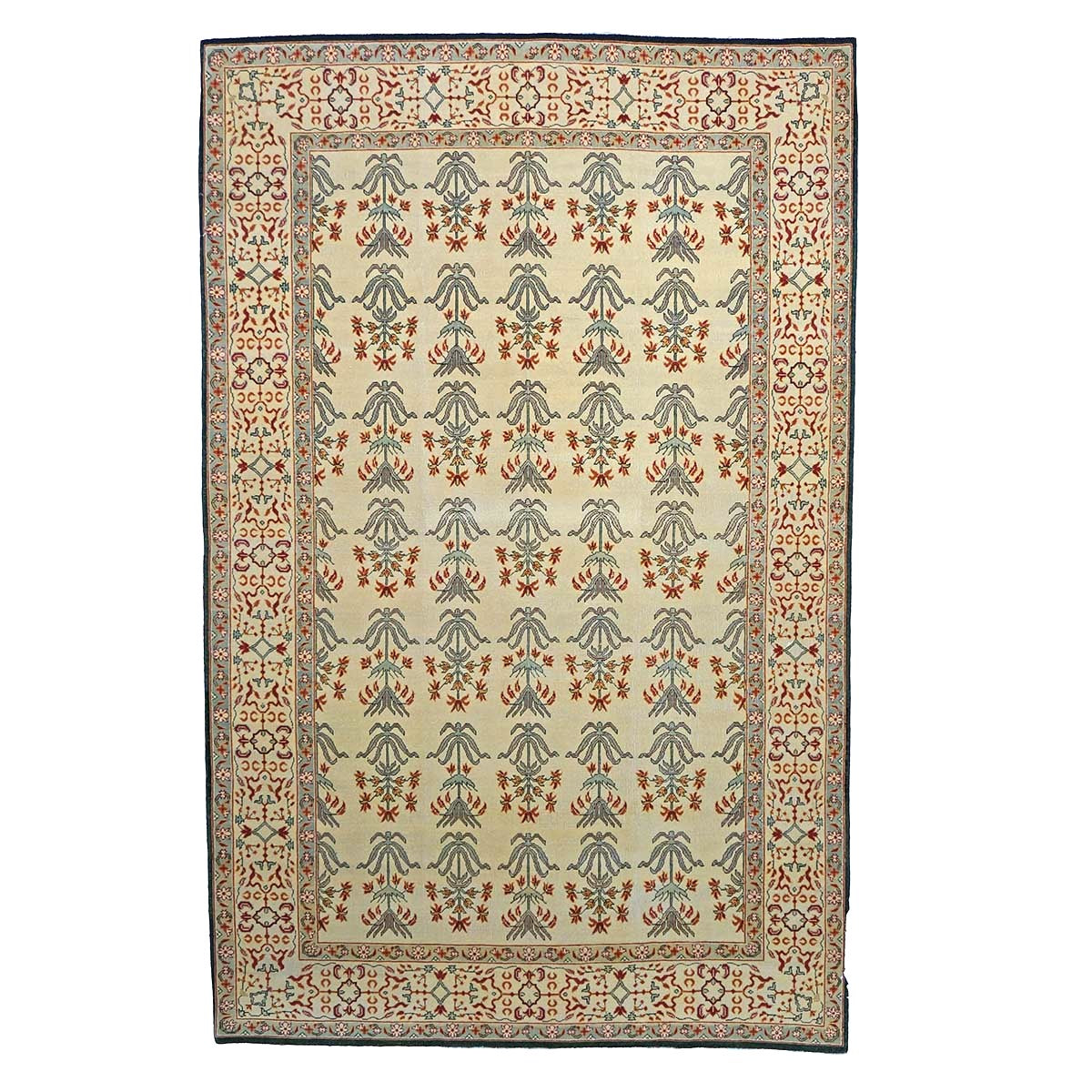 Turkish Agra Wool 6x10 Taupe, Red & Grey Handmade Area Rug #1141152