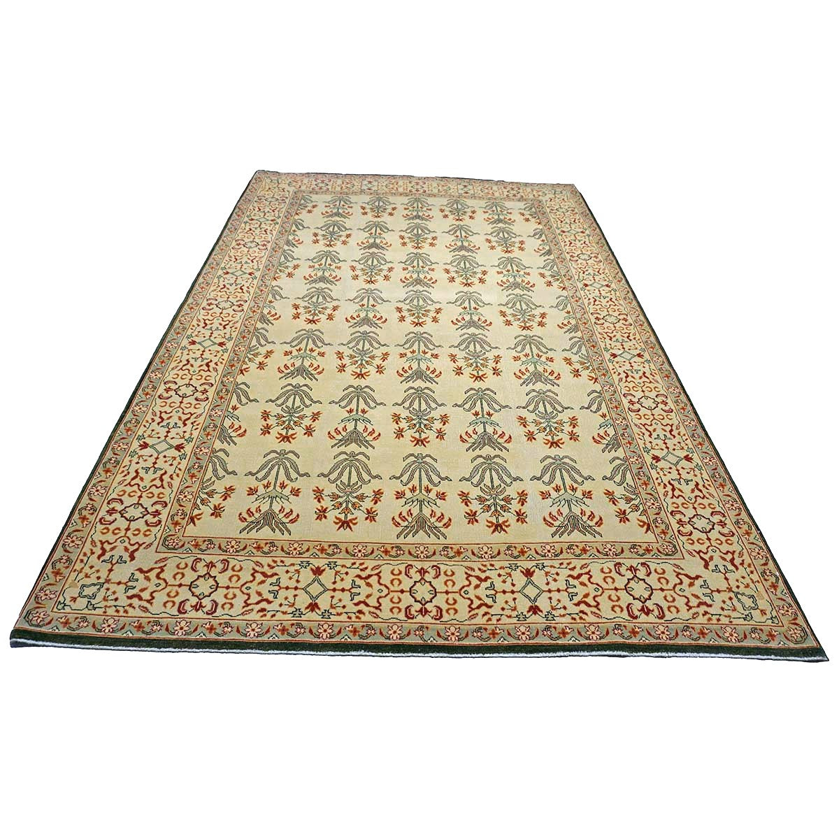 Turkish Agra Wool 6x10 Taupe, Red & Grey Handmade Area Rug #1141152