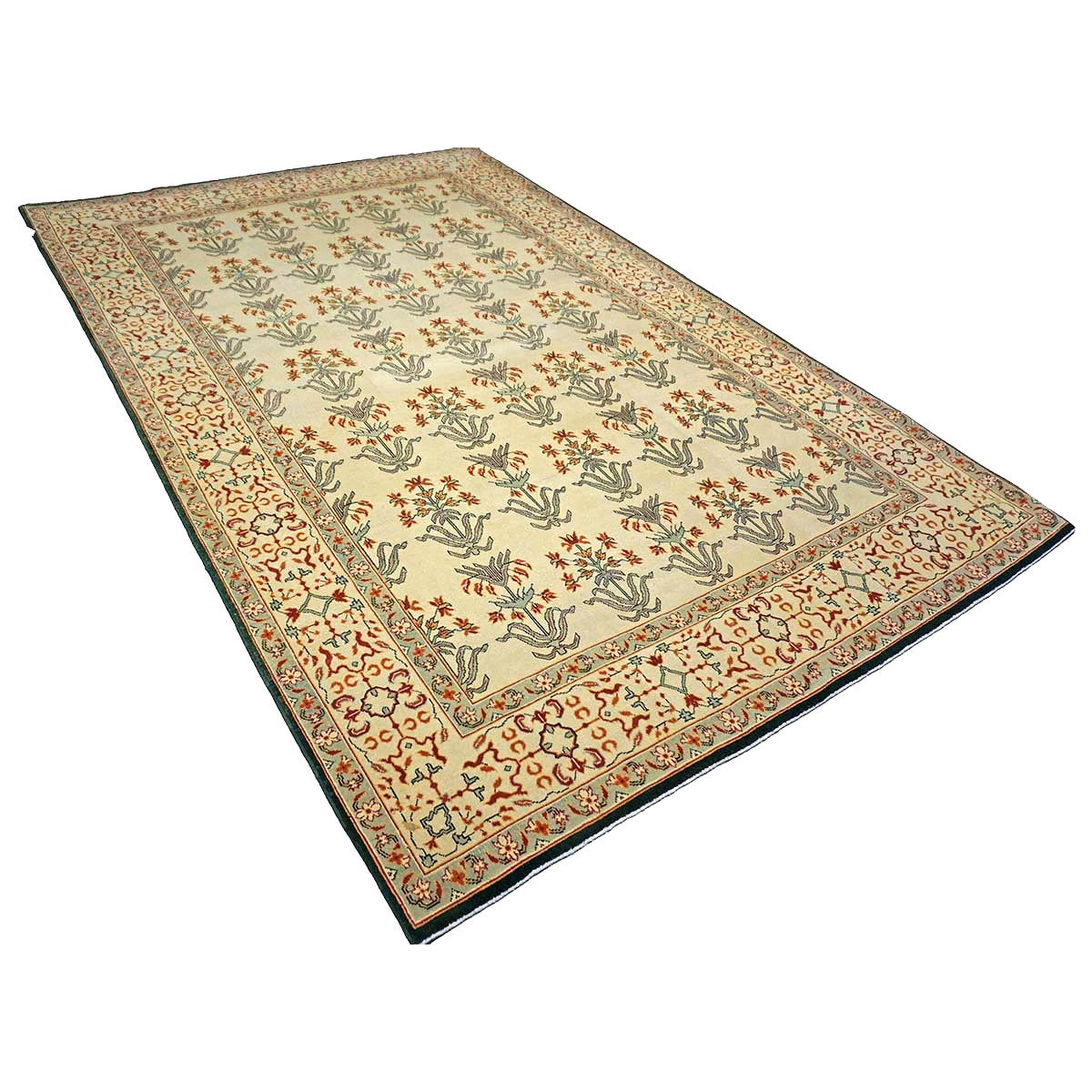 Turkish Agra Wool 6x10 Taupe, Red & Grey Handmade Area Rug #1141152
