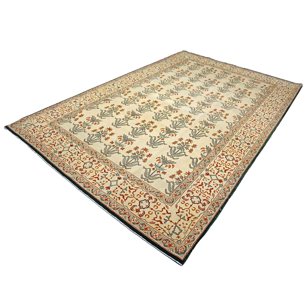 Turkish Agra Wool 6x10 Taupe, Red & Grey Handmade Area Rug #1141152