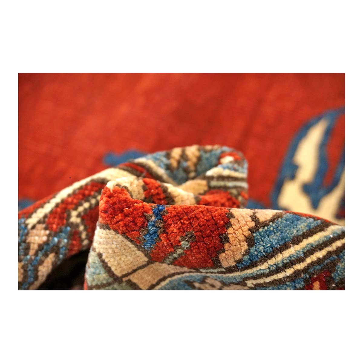 Turkish Serapi Wool 8x10 Rust, Navy & Ivory Handmade Area Rug #1141237