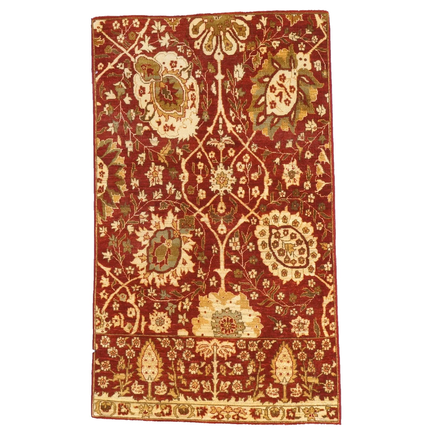 Turkish Tabriz Wool 3x5 Red & Ivory Handmade Area Rug #1141252