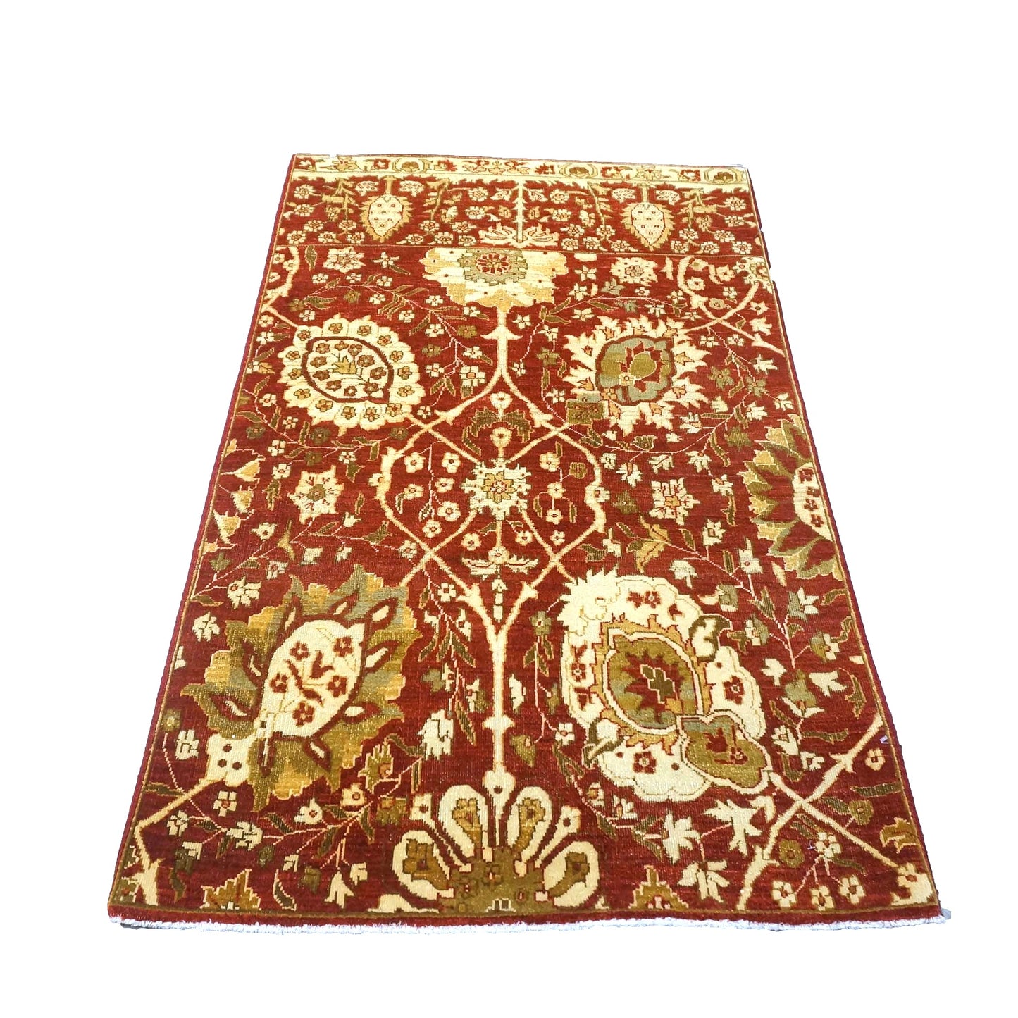 Turkish Tabriz Wool 3x5 Red & Ivory Handmade Area Rug #1141252