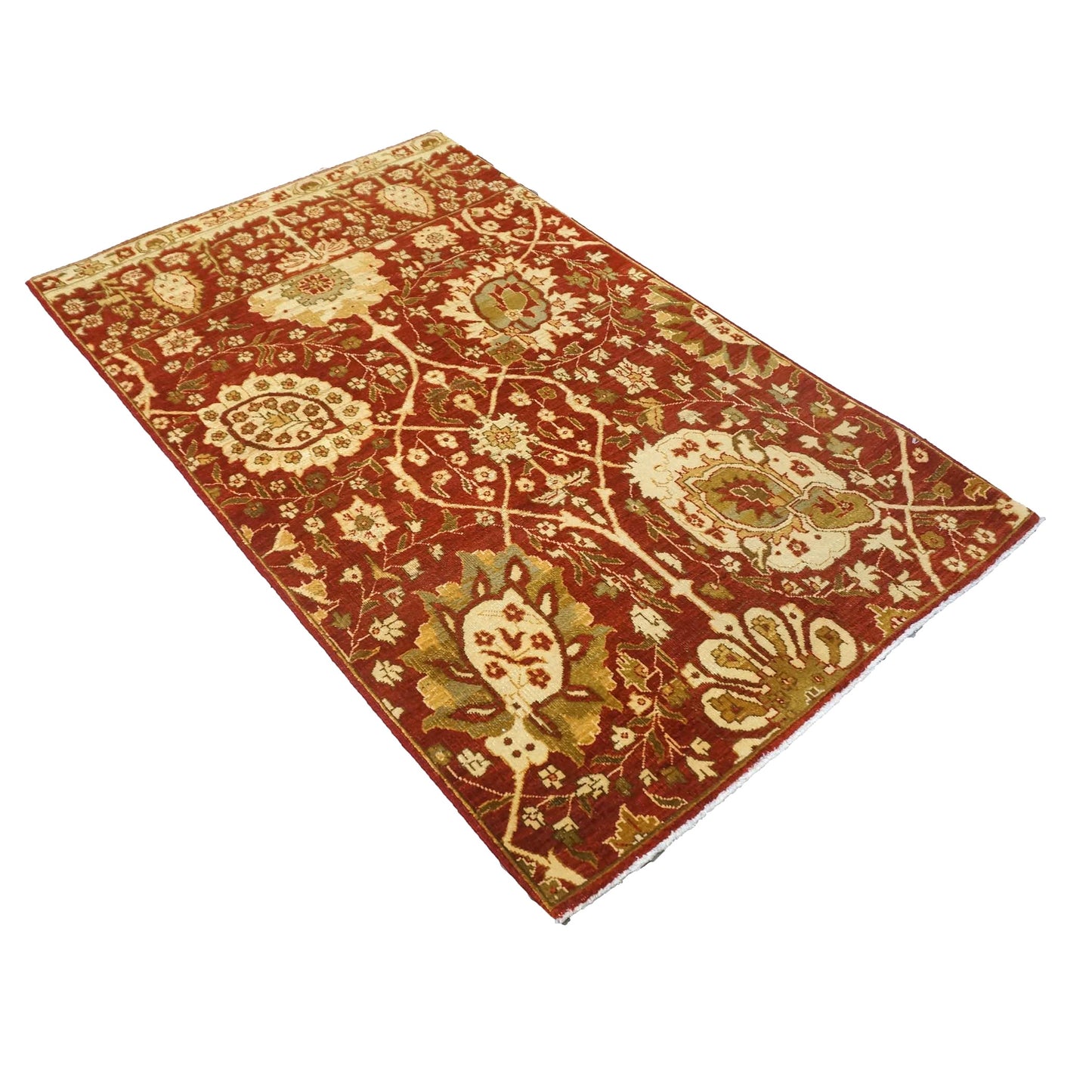 Turkish Tabriz Wool 3x5 Red & Ivory Handmade Area Rug #1141252
