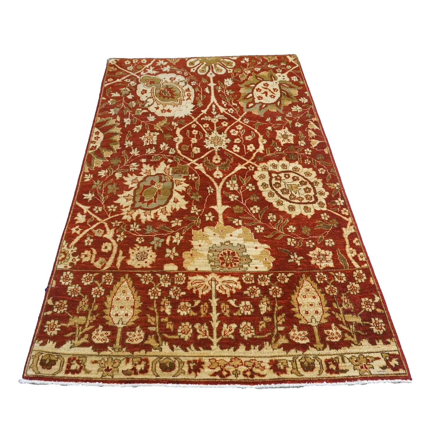 Turkish Tabriz Wool 3x5 Red & Ivory Handmade Area Rug #1141252