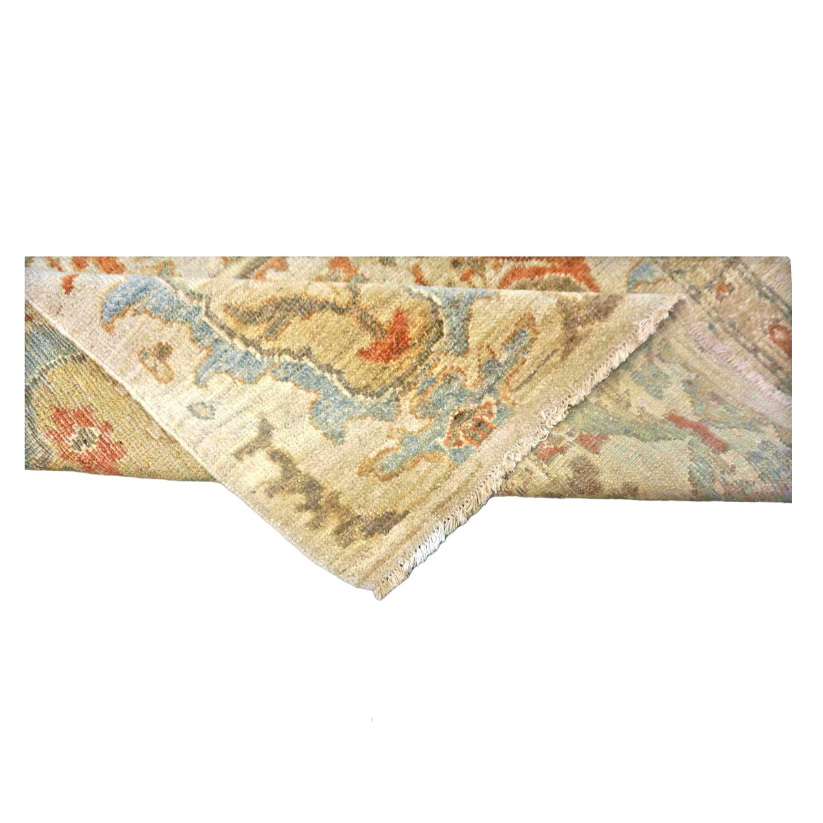 Persian Sultanabad Wool 3x3 Ivory, Light Blue & Rust Handmade Square Throw Rug #1141257